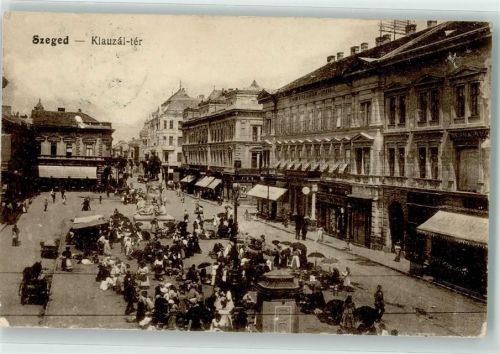 Szeged 1916 Kauzal-ter Marktszene Litfaßsäule