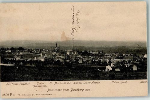 Attersee Ob. Stadt-Friedhof Train-Zeugsdepot St. Martinskirche Landes-Irren-Anstalt Untere Stadt