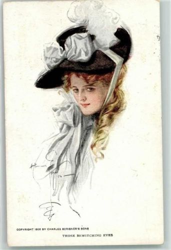 Verlag Reinthal & Newmann Hutmode Those bewitching Eyes Fisher, H. 1909 Künstlerkarte