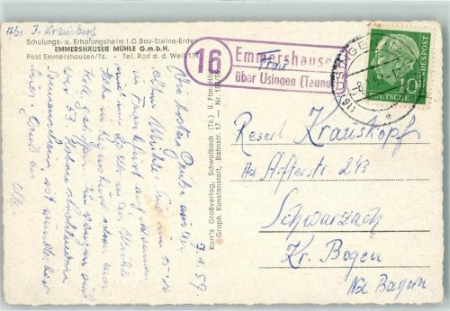 Usingen Landpoststempel Emmershausen Emmershäuser Mühle