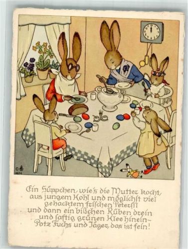 Ostern Hasen Familie rmenschlicht Nr. 4195 Verlag Josef Müller