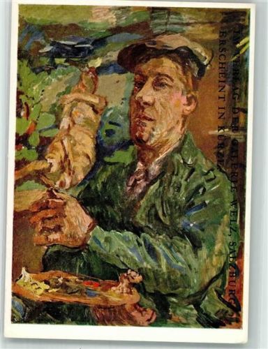 Oskar Kokoschka Selbstbildnis Werbung für ein Buch von Hans Maria Wingler