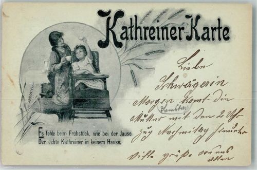 1900 Kathreiner Karte Mutter und Kind Hochstuhl