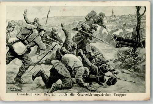 1915 Verlag K. Voegels Nr. 82 WK I Einnahme von Belgrad sign. Curt Schulz