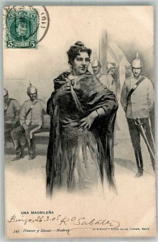 Burgos 1905 Foto AK Uniform Tracht una MadrilenaMarke bildseitig Ort handschriftlich