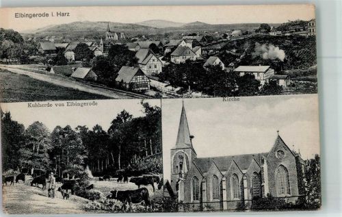 Elbingerode Panorama des Ortes mit Kirche St. Jakobi