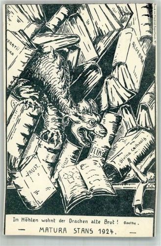 In Höhlen wohnt der Drachen alte Brut - beschnitten Abitur 1924 Gebrauchsspuren