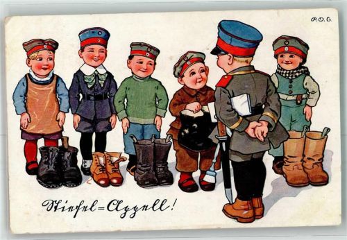 WK I Kinder in Uniform Stiefel Appell Verlag Stroefel T.S.N. 1532