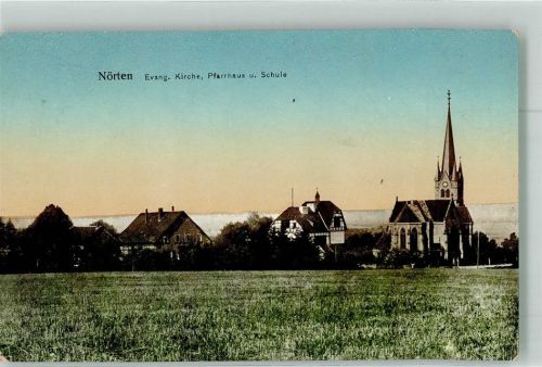 Nörten-Hardenberg 1913 Panorama des Ortes mit Christuskirche Bahnpost Hannover-Kassel