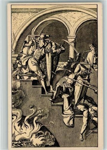 Kunstwart Karte - Nibelungen im Kampf