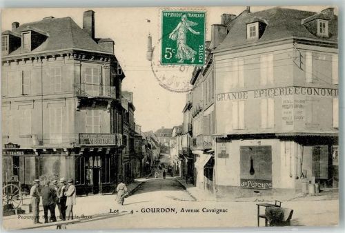 Gourdon 1908 Avenue Cavaignac Briefmarke Bildseite