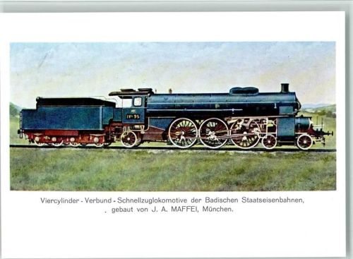 Serie Nr. 43 - 96 histor. Lok-Postkarten 1977 - Maffei Schnellzuglokomotive etwa von 1920 AK