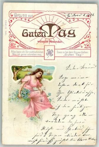 1901 Guten Tag Alles kann ich Dir nicht schreiben , Vergissmeinnicht Poesie