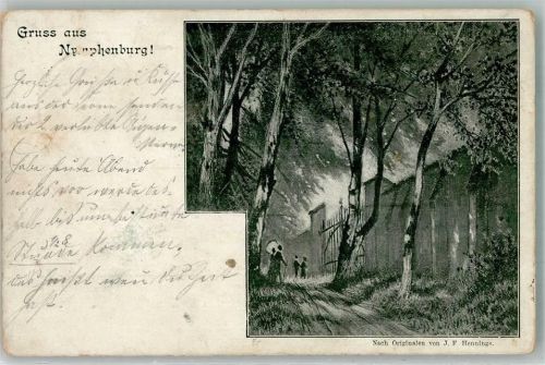 Nymphenburg 1901 Gruss aus Nymphenburg Orginal von J. F. Hennings