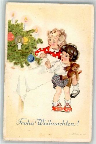 1940 Weihnachten Kind Teddybär