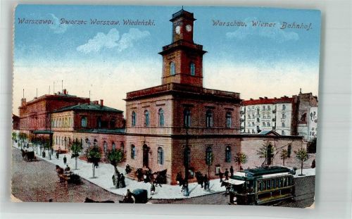 Warschau 1916 Wiener Bahnhof Straßenbahn Feldpost WK I