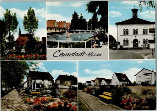 Crumstadt Ortsansichten Kirche Freibad Anlagen Mehrfachaufnahme