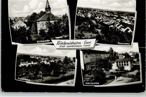 Bischmisheim Kirchpartie Panorama Schulpartei Ortsansicht 4-Bildaufnahme