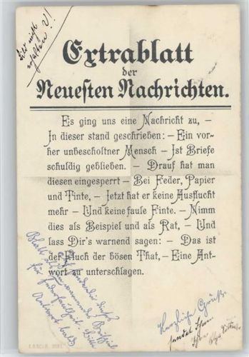 1901 AK Er ist Briefe schuldig geblieben .... Ermahnung zum Schreiben