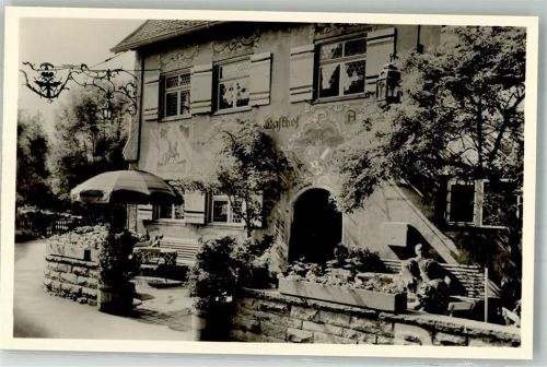 88316 W7972 Großholzleute Foto AK Gasthaus Adler Terrasse