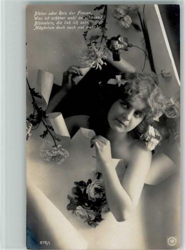 Serie 876-1 durchbrochene Papierwand - Frauenschönheit , Rosen , Poesie Spruch