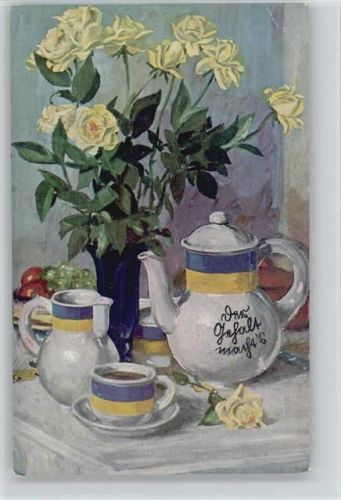 Gedeckter Tisch - Kathreiner Kaffeetisch - Künstler sign Wittig