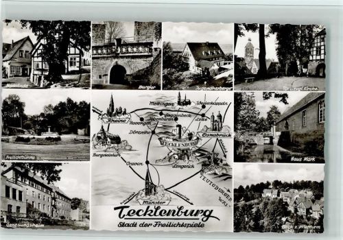 Tecklenburg Genesungsheim Freilichtbühne Marktlinde Burgtor Jugendherberge Tor Evangel. Kirche Haus Mark Blick zum Wierturm Landkarte Mehrfachaufnahme