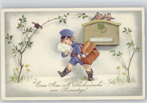 1936 AK Namenstag - Briefkasten