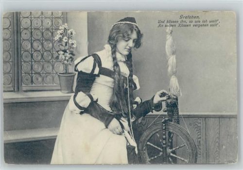 1913 am Spinnrad , die Spinnerin