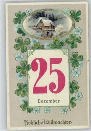1912 25. Dezember - Weihnachten - Glücksklee, Vergissmeinnicht