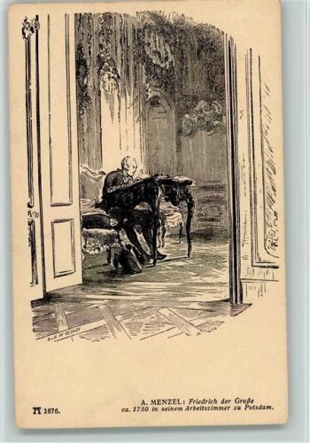 im Arbeitszimmer zu Potsdam - Zeichnung von Menzel -