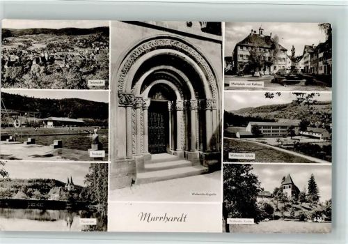 Murrhardt Teilansicht Freibad Feuersee Walterichs-Kapelle Marktplatz mit Rathaus Walterichs Schule Walterichs Kirche Mehrfachaufnahme