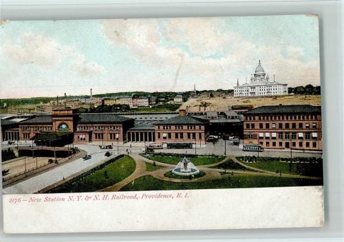 New Station N.Y. & N.H. Railroad, Providence , Straßenbahn ca 1910 AK