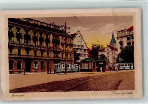 Zürich Paradeplatz , ca 1929 Straßenbahnen AK