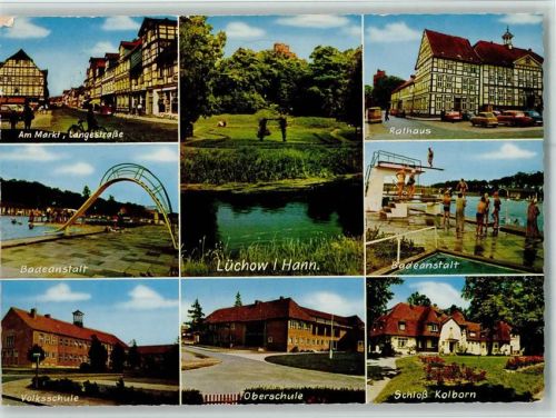 Lüchow Am Markt Langestraße Freibad Rutsche Sprungturm Volksschule Oberschule Schloß Kolborn Rathaus Mehrfachaufnahme