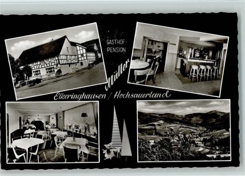 Elkeringhausen Gathof und Pension Müller mit Innenansichten , Bartresen ca 1960 AK