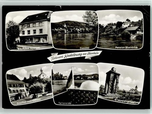 Kadelburg Kaufhaus Thienger Pension Rheinblick Gasthof Zum Ochsen Kriegerehrenmal Teilansicht
