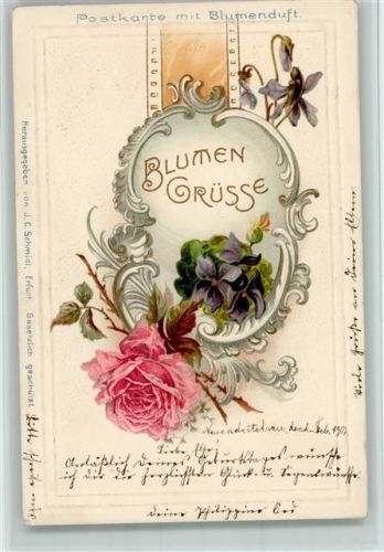 Schmidt Verlag - Blumengrüsse - Barockrahmen AK