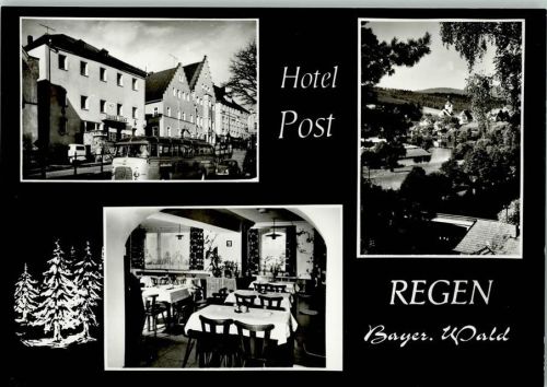 Regen Hotel Post Innenaufnahme Gastraum Ortsansicht Bus 3-Bildaufnahme