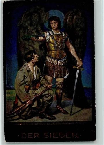 sign Walther Firle - Moderne Münchener Meister Nr. 33 AK Der Sieger - Patriotik