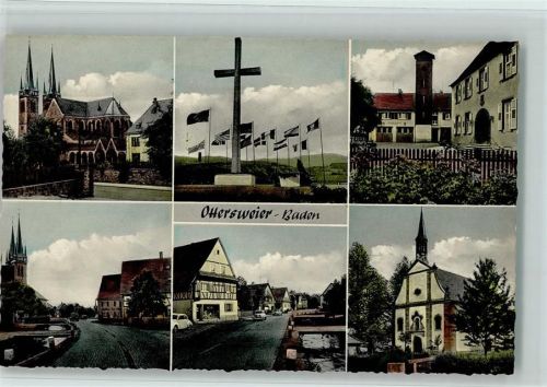 Ottersweier Ortsansichten Kirche Kreuz Fahnen Mehrfachaufnahme