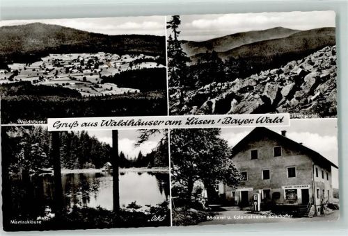 94556 W8351 Waldhäuser - Lusengipfel Martinsklause Bäckerei Kolonialwaren Botschafter ARAK-Tankstelle Landpost