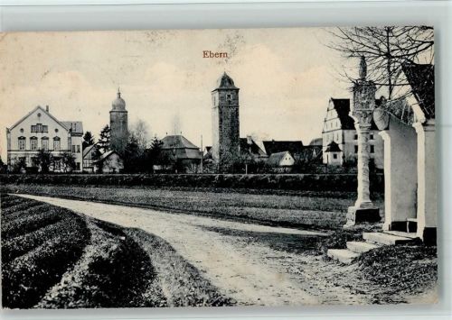 Ebern 1907 Teilansicht mit Turm AK