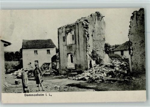 Domnom-les-Dieuze WK I - Dommenheim - zerstörte Gebäude, Trümmern , gute Erhaltung AK