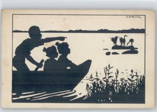Scherenschnitt Serie H I. Nr. 19 - Ruderboot - Tierschutzverein AK