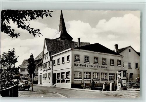 Neckarzimmern 1965 Gasthof zum Schwanen, Litfaßsäule, VW Käfer , gute Erhaltung AK