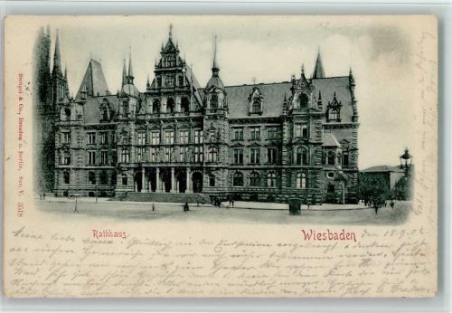 Wiesbaden 1902 Reliefdruck Rathaus