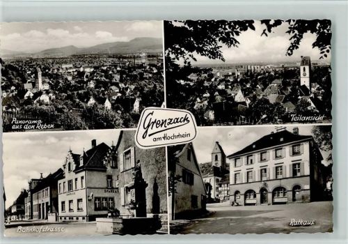 Grenzach 1960 Bahnhofstraße, Rathaus, gute Erhaltung AK
