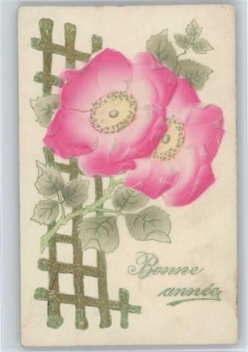 Relief-Druck - Kletterrose - Bonne Annee