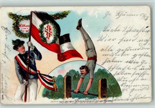 1898 Nr. 3422 Fahnenträger - Gut Heil - Turner an der Reckstange
